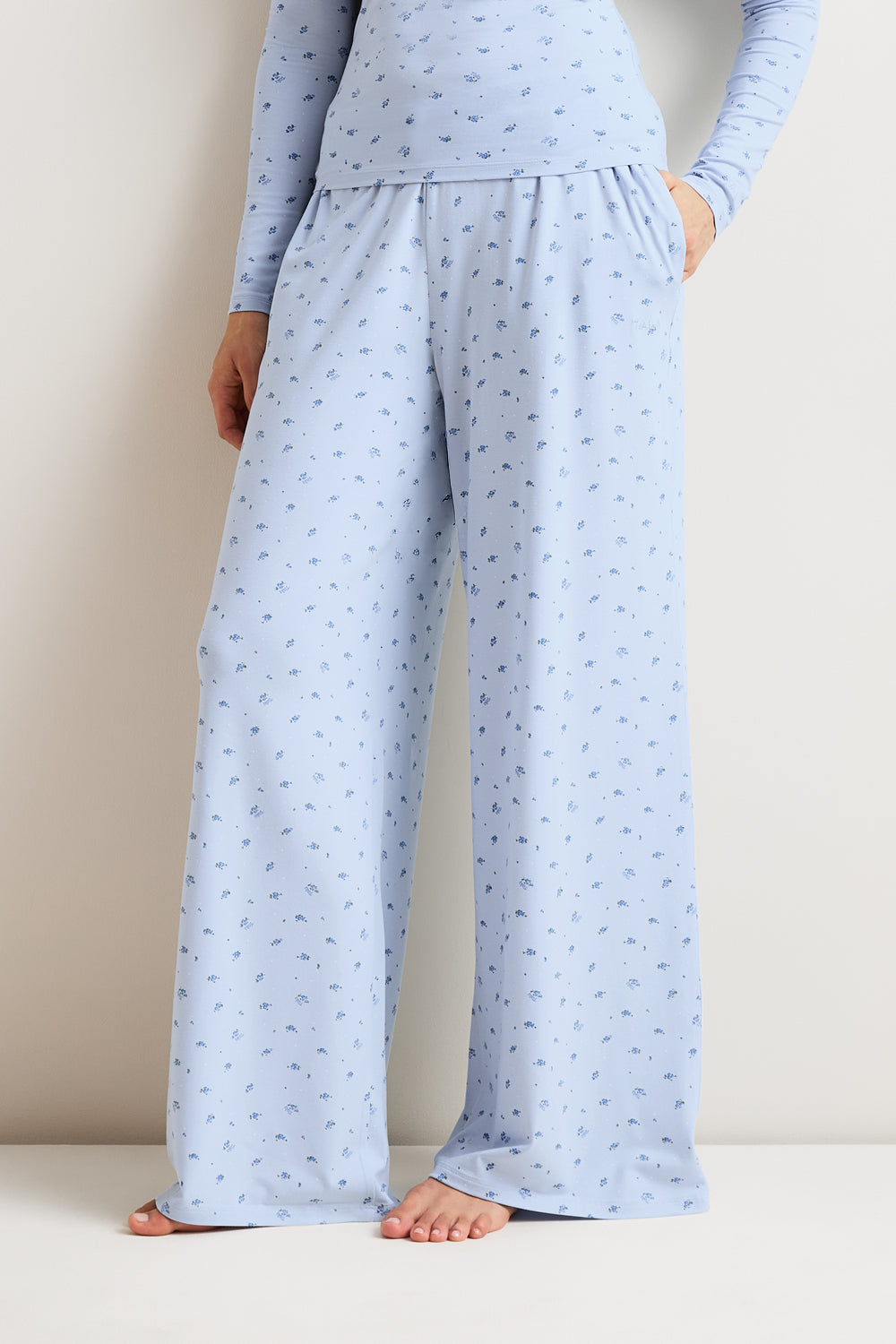 Pyjama Bottoms - Baby Blue Floral Print