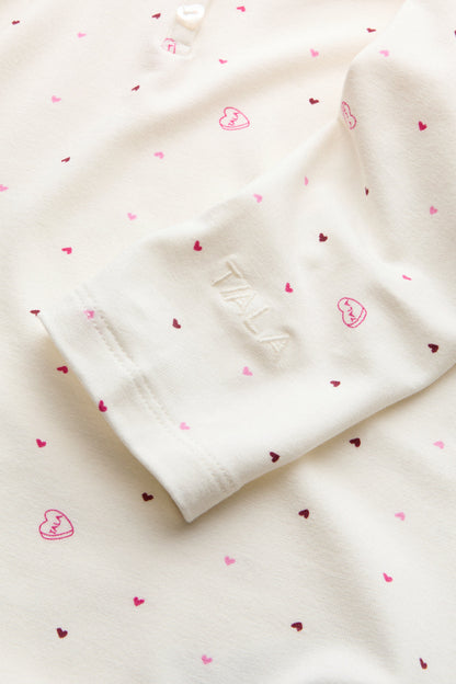 Sweetheart Long Sleeve Pyjama Top - Love Heart Print