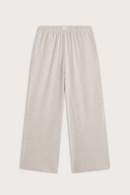 High-Rise Wide Leg Pyjama Bottoms - Oat Marl