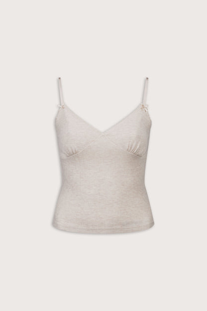Cami Pyjama Vest - Oat Marl