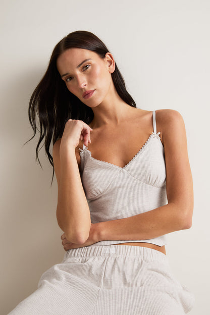 Cami Pyjama Vest - Oat Marl