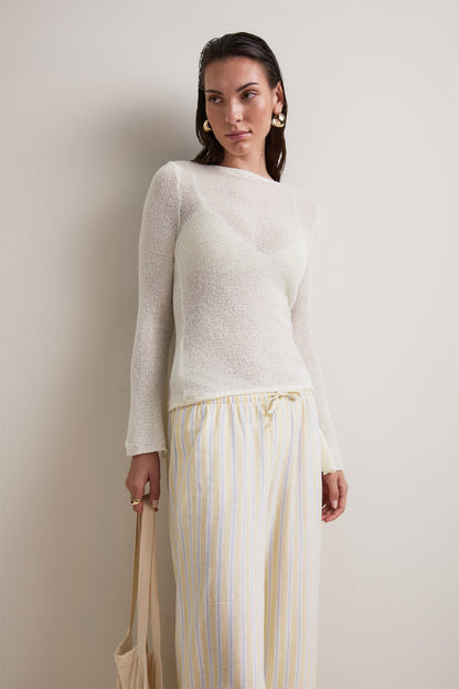 Multiway Long Sleeve Beach Knit Top - Ivory