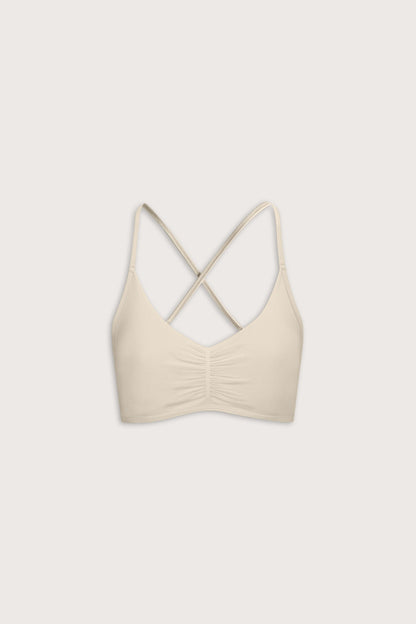 Sculpt Seamless Ruched Cross Back Sports Bra - Chai