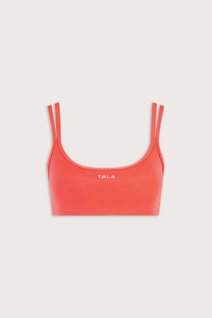 SkinLuxe Bandeau Cross Over Sports Bra - Coral