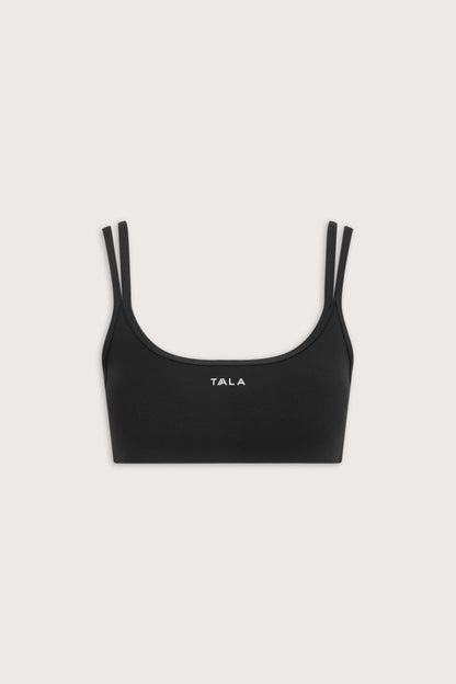 SkinLuxe Bandeau Cross Over Sports Bra - Shadow Black
