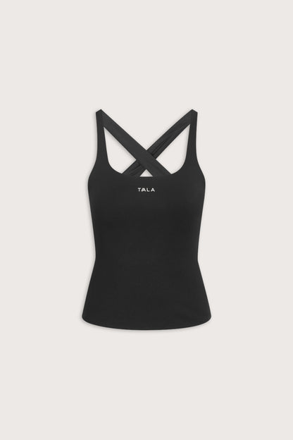 SkinLuxe Cross Back Vest - Shadow Black