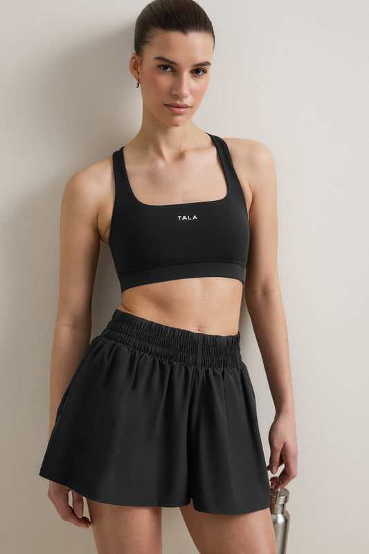 SkinLuxe Ruched Waist Floaty Short - Shadow Black