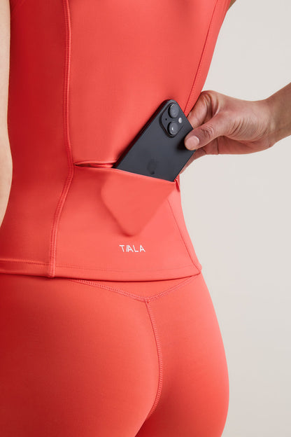 SkinLuxe Sleeveless Zip Through Running Top - Coral
