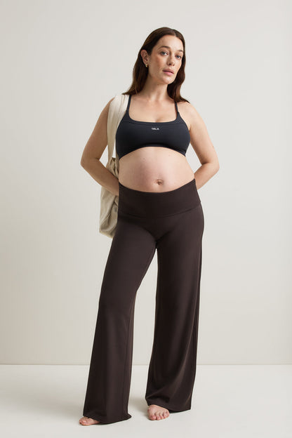 SoftSet Maternity Wide Leg Trouser - Americano
