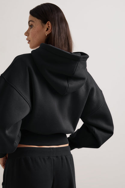 Cocoon Zip Through Hoodie - Black