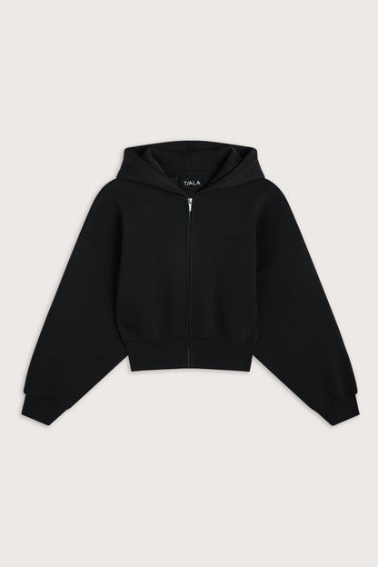 Cocoon Zip Through Hoodie - Black