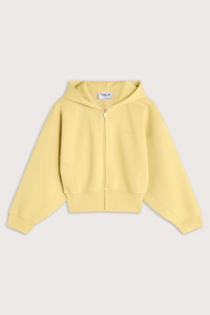 Cocoon Zip Through Hoodie - Butter Yellow