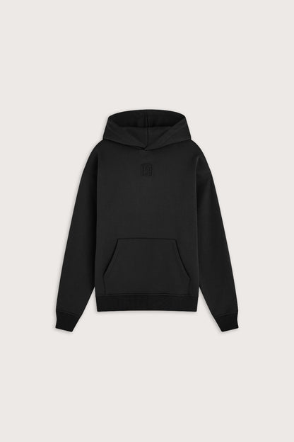 Oversized Embossed Logo Hoodie - Black