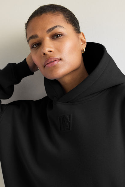Oversized Embossed Logo Hoodie - Black