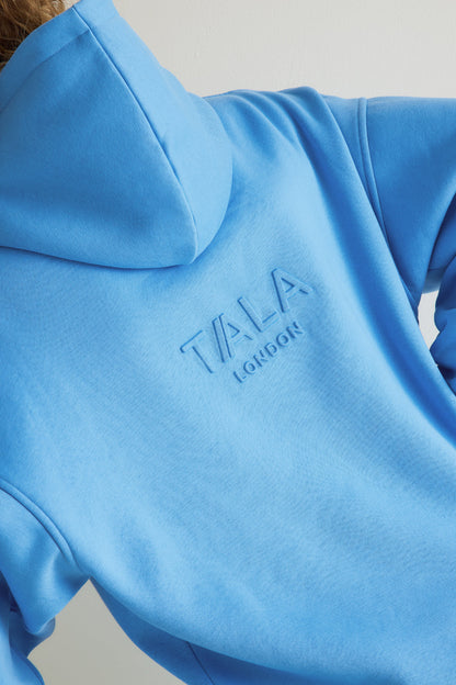 Oversized Embossed Logo Hoodie - Sky Blue