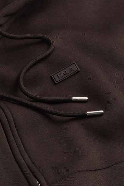 Oversized Cocoon Zip Through Hoodie - Americano