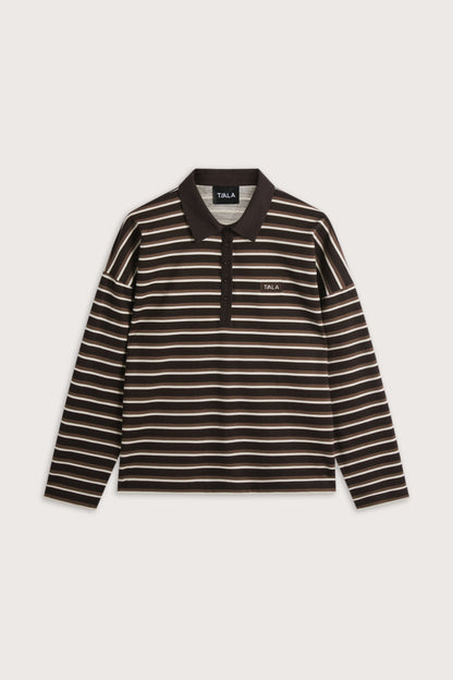 Rugby Polo Shirt - Brown Stripe