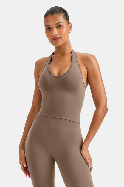 Sculpt Seamless Halter Tank - Taupe