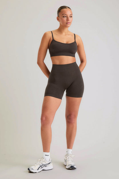 Sculpt Seamless Scrunch Shorts - Espresso Brown