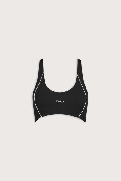 SkinLuxe Contrast Piping Sports Bra - Shadow Black