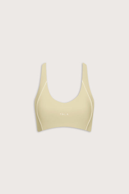 SkinLuxe Contrast Piping Sports Bra - Lemon Yellow