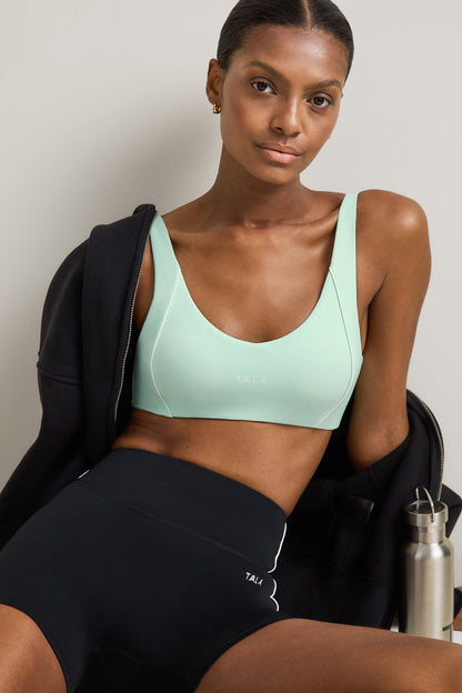 SkinLuxe Contrast Piping Sports Bra - Soft Mint