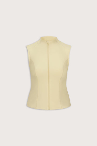 SkinLuxe Sleeveless Zip Through Running Top - Lemon Yellow