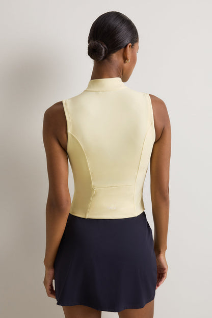 SkinLuxe Sleeveless Zip Through Running Top - Lemon Yellow