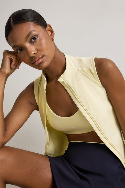 SkinLuxe Sleeveless Zip Through Running Top - Lemon Yellow