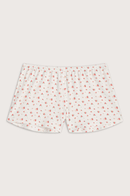 Button Pyjama Shorts - Ivory Floral Print
