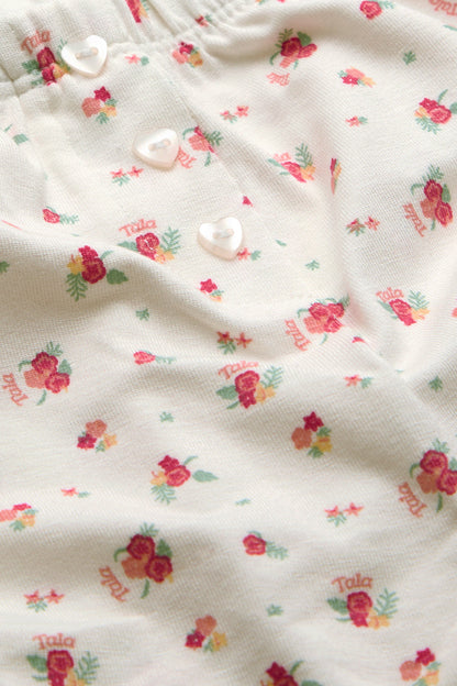 Button Pyjama Shorts - Ivory Floral Print
