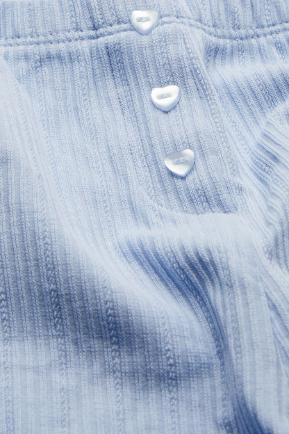 Button Pyjama Shorts - Baby Blue