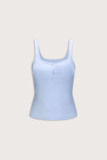 Sweetheart Henley Pyjama Vest - Baby Blue