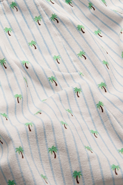 Sweetheart Henley Pyjama Vest - Blue Stripe Palm Print