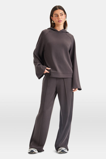 SoftSmart Flared Sleeve Hoodie - Cocoa