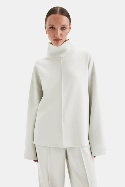 SoftSmart Funnel Neck Sweatshirt - Ecru