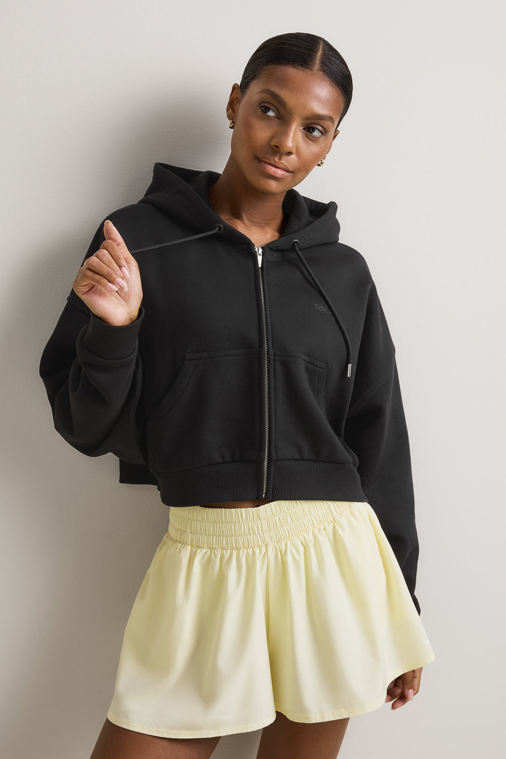 Relaxed Cotton Cocoon Hoodie - Shadow Black