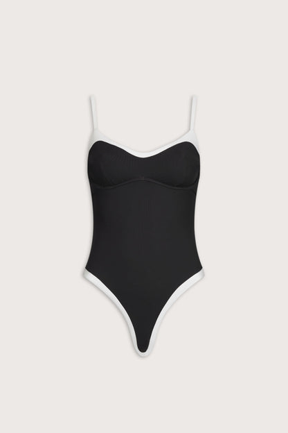 Contrast Underwired Swimsuit - Shadow Black
