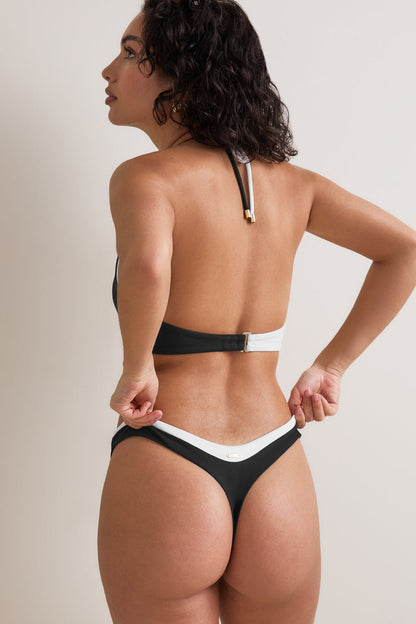 Contrast Cheeky Bikini Bottom - Shadow Black