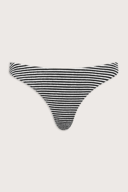 Crinkle Cheeky Bikini Bottom - Ivory / Black