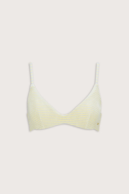 Crinkle Scoop Underwired Bikini Top - Blue / Yellow