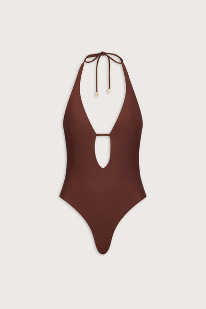 Multiway Halter Tie Back Swimsuit - Deep Rust