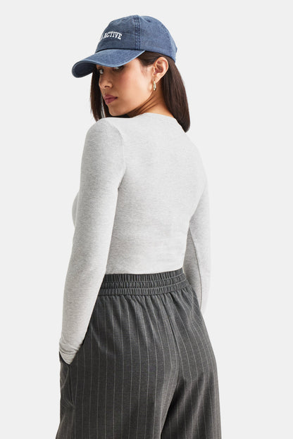 365 Core Cotton Long Sleeve T-Shirt - Grey Marl