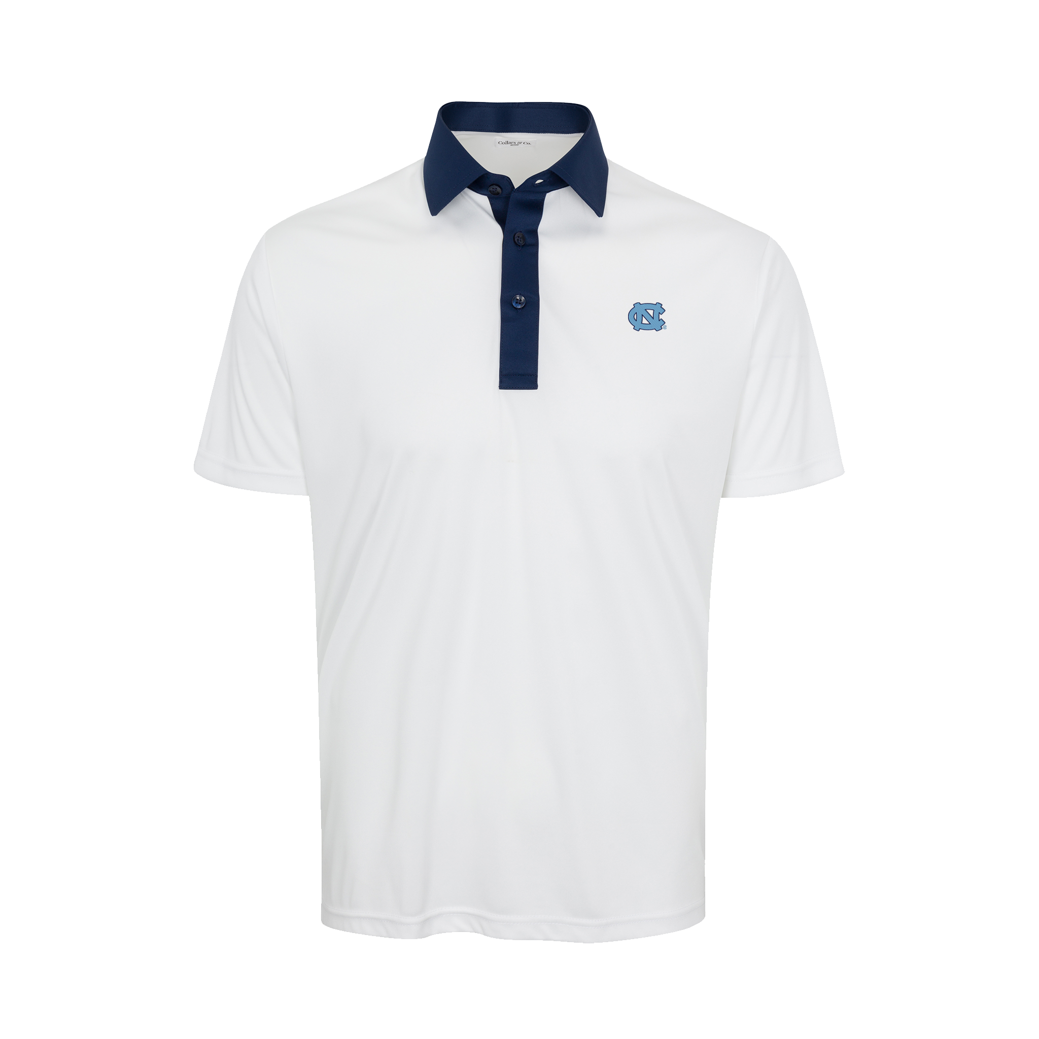 North Carolina Semi-Spread Collar Polo Austin White with Navy Accent