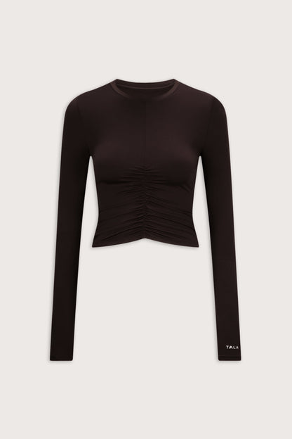 UltraLite Ruched Long Sleeve Top - Americano