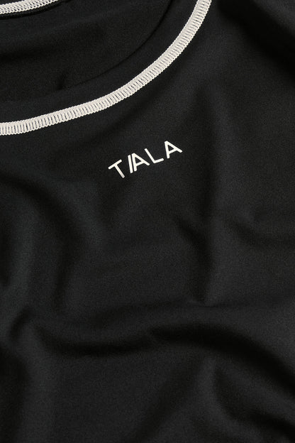UltraLite Contrast Stitch Long Sleeve Active Top - Black