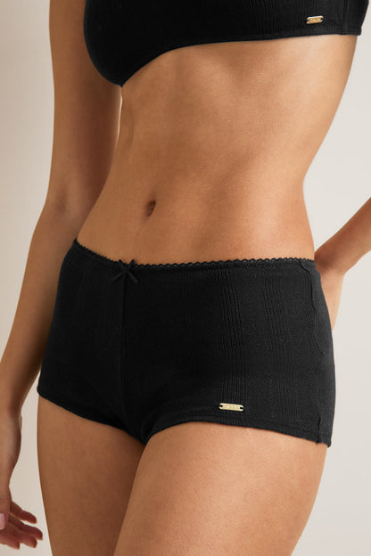 Pointelle Boxer Brief - Black