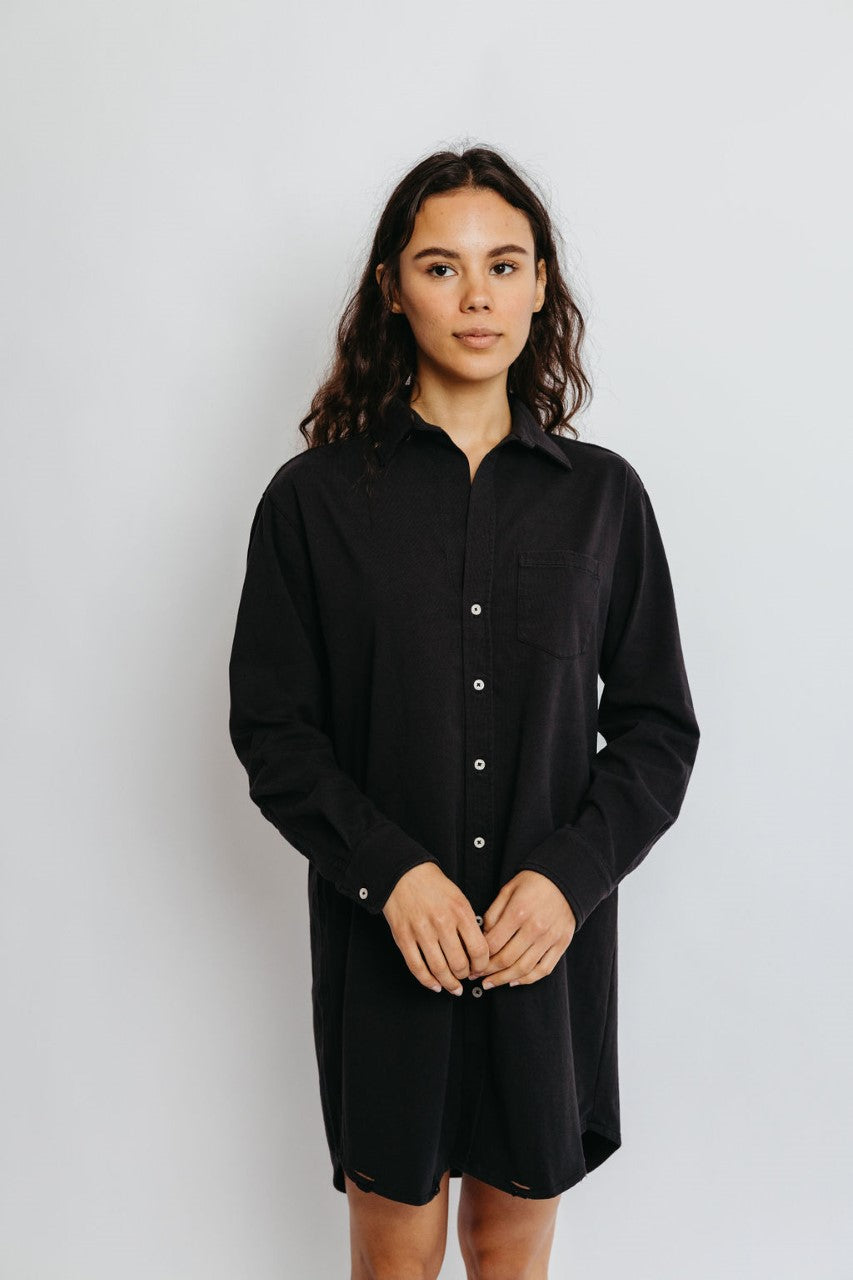 Sale Andi Distressd Button-Down Dress