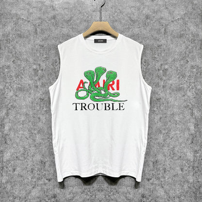 Amiri tank top cartoon colorful snake printing
