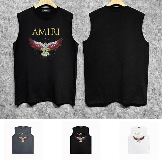 Amiri tank top five-pointed star flying eagle printing